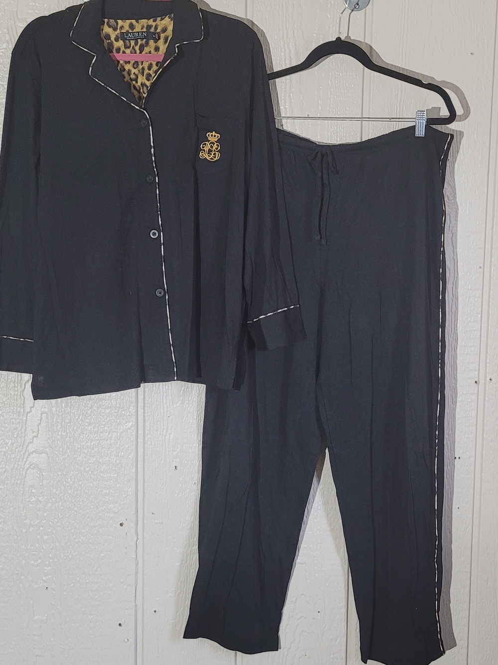 Lauren Ralph Lauren Black Women's Pajama Set with Contrast Trim